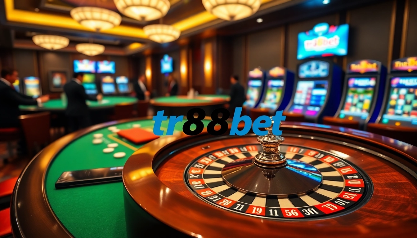Experience the thrill of tr88bet at a luxurious casino table with vibrant games and professional dealers.