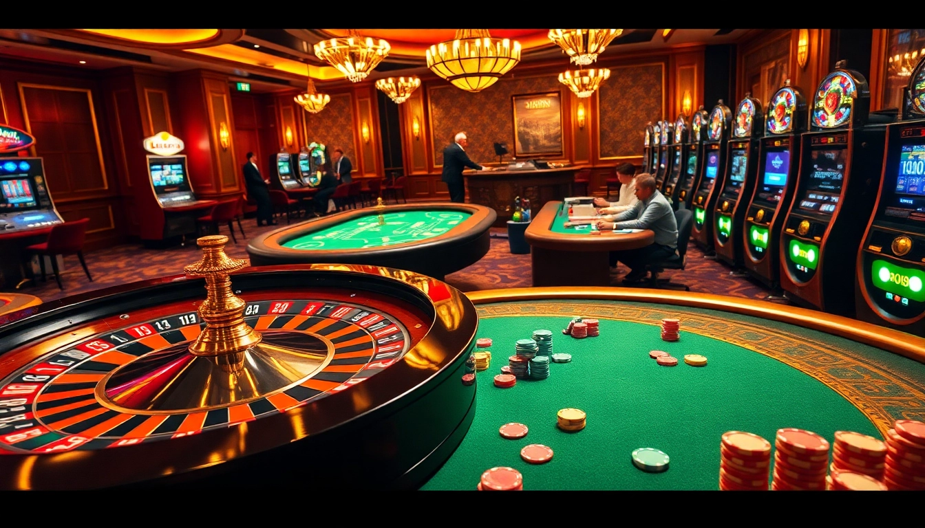 Experience the thrill of gambling at https://fly88.services/ with vibrant casino visuals showcasing excitement and luxury.