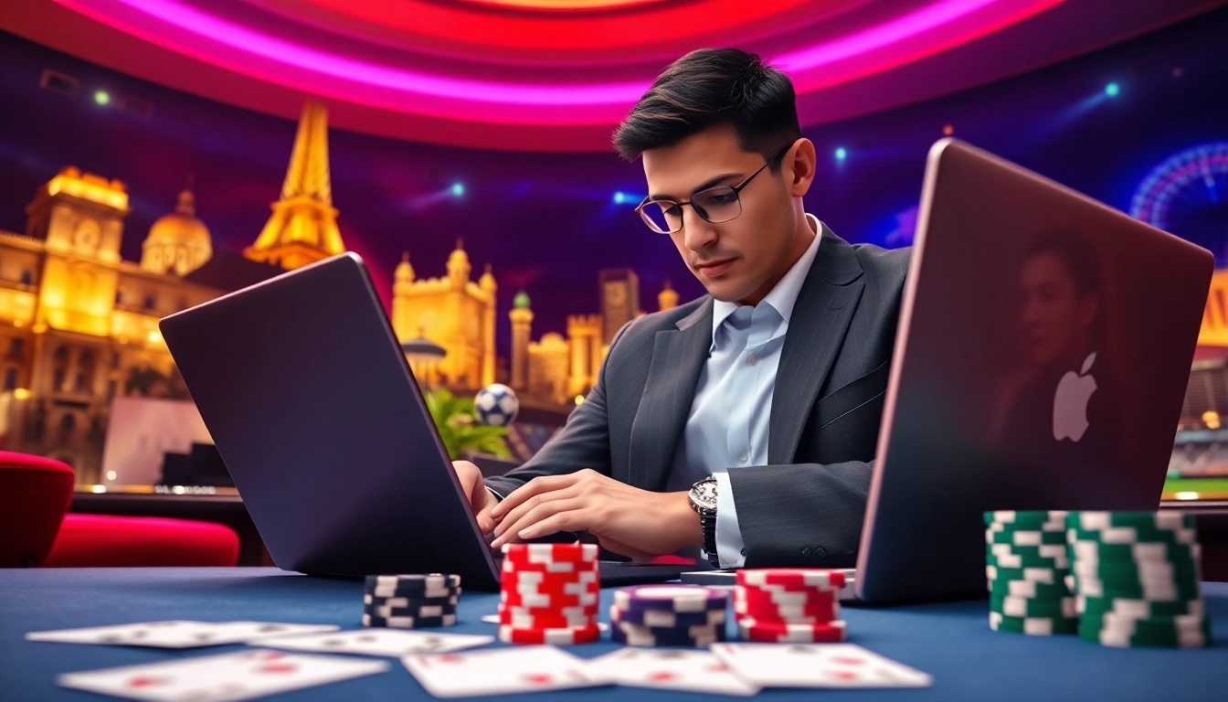 Jouer à un casino en ligne France, mettant en avant l'ambiance vibrante et dynamique du jeu.