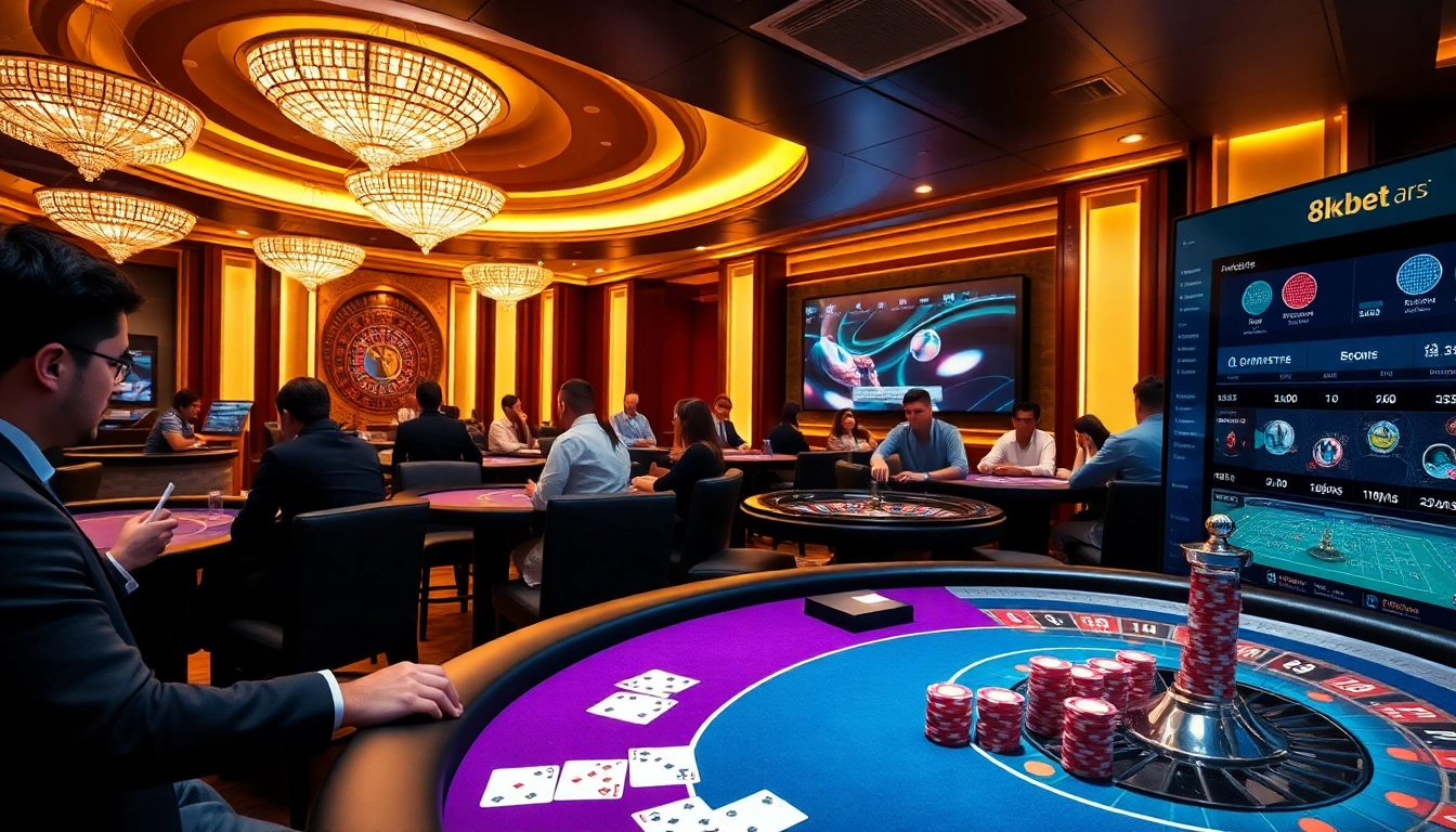 Experience the excitement of gambling at 8kbet with vibrant casino visuals and interactive gaming elements.