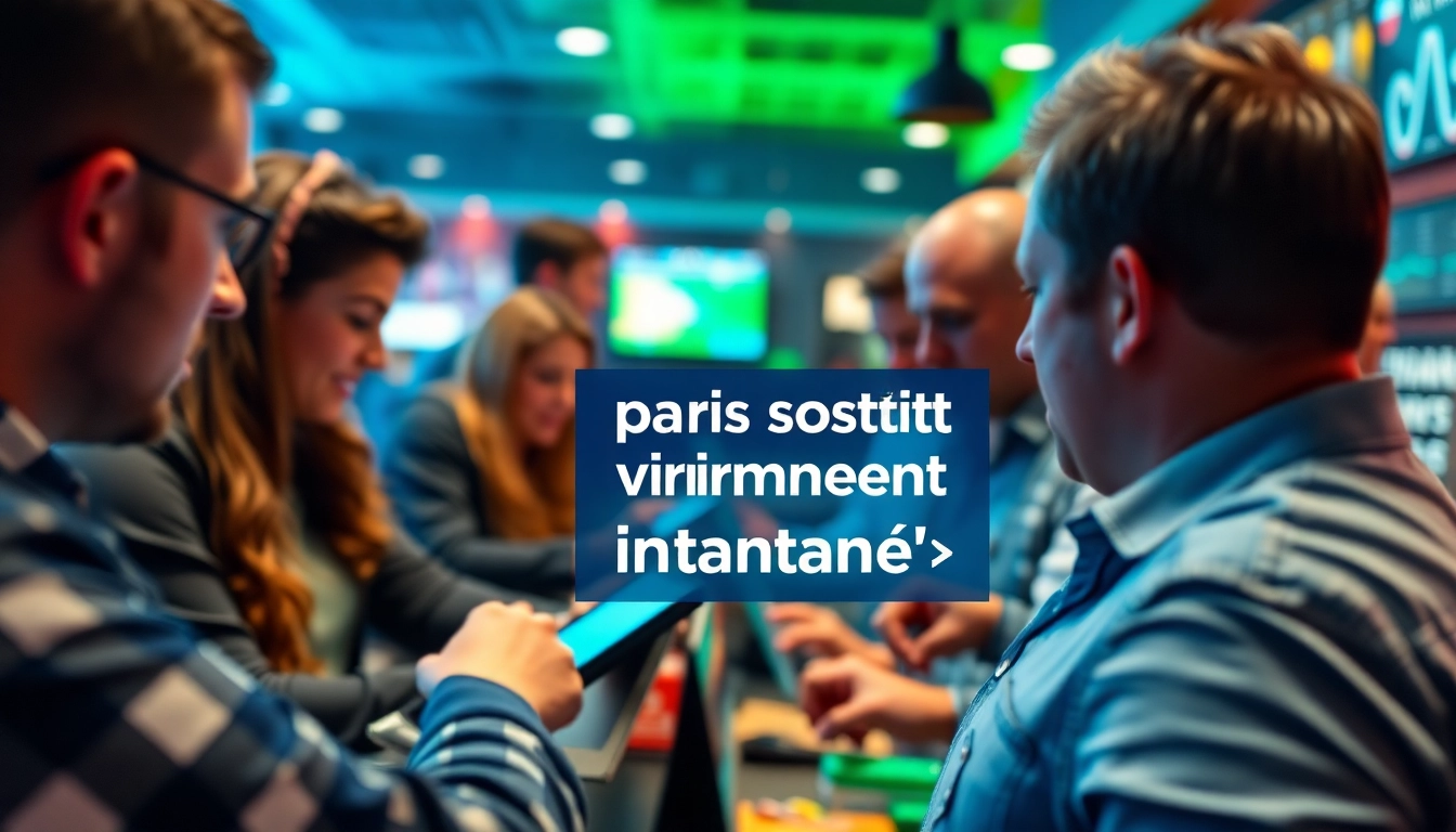 Placing paris sportif virement instantané bets in a lively sports bar atmosphere.