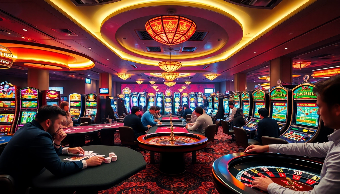 Meilleur casino en ligne France avec joueurs concentrés autour de tables de jeux.